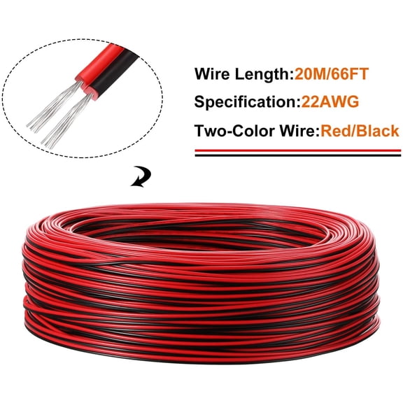 TRHOO-2 Rolls Boat Light Extension Cable Wire 20M 22AWG Extension Cable Wire Cord for Marine Boat Pontoon Kayak Stern Anchor Mast Courtesy Navigation Bow LED Lights