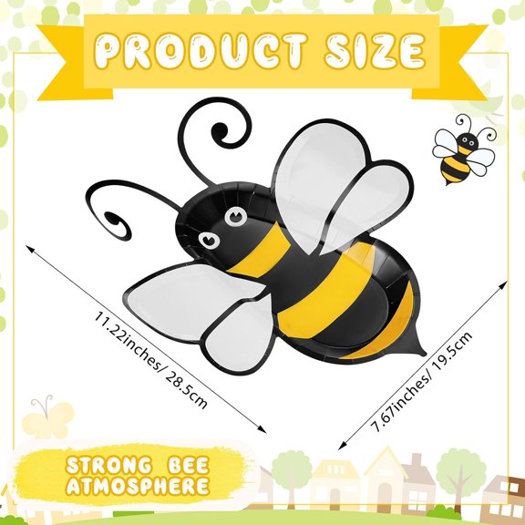 TRHOO-24 Pcs Bee Plates Bee Party Paper Plates Bee Theme Party Decorations for Dinner Dessert Picnic Birthday Wedding