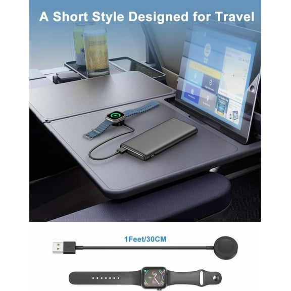 TRHOO-2Pack Short for Apple Watch Charger USB Magnetic Wireless Fast iWatch Charger Portable for Car Compatible with iWatch Ultra/Series 9/8/7/6/SE/SE2/5/4/3/2/1-[1FT/Black]