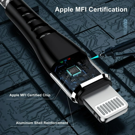 TRHOO-2Pack for iPhone Charger Cord 10FT, Lighting Cable 10 Feet to USB Charging Cable, Nylon Braided Charging Cord 10 Foot Compatible with iPhone 14 13 12 11 X XS XR 15 Pad -Grey