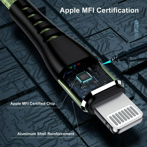 TRHOO-2Pack for iPhone Charger Cord 10FT, Lighting Cable 10 Feet to USB Charging Cable, Nylon Braided Charging Cord 10 Foot Compatible with iPhone 14 13 12 11 X XS XR 15 Pad -Light Green