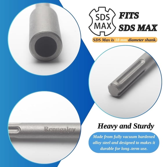 TRHOO-3/4" SDS MAX Ground Rod Driver, Forged Alloy Steel, Fits All SDS Max Rotary Hammer Drills, Drive Electrical 8' Ground Rods(Not Work with SDS Plus)