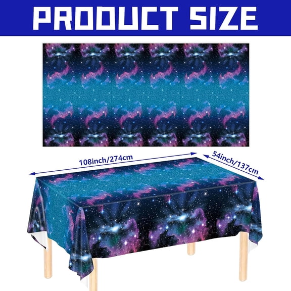 TRHOO-3pcs Space Tablecloths Outer Space Themed Birthday Party Table Covers Disposable Plastic Waterproof Table Cloth Boys Galaxy Planets Party Supplies 54"x108"