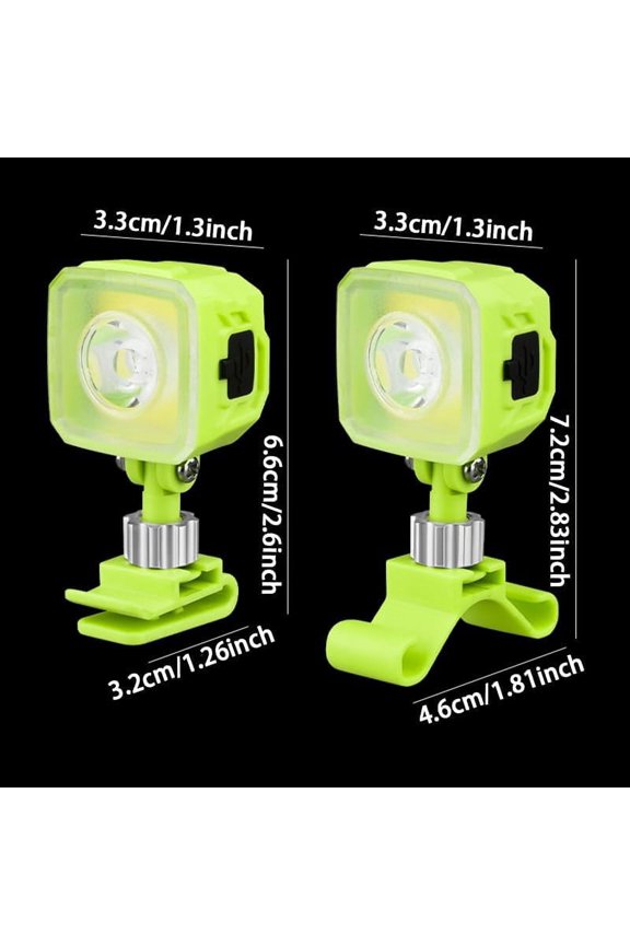 TRHOO-4 Pcs Rechargable Green Headlights for Shoes, Outdoor Waterproof LED Flashlight, Accessories for Camping, Cycling, Walking, 5 Light Modes