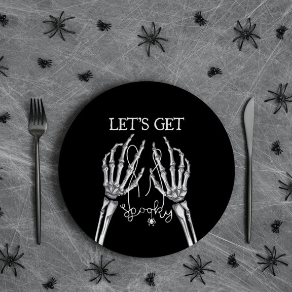 TRHOO-40Pcs Halloween Paper Plates, Skeleton Plates for Party Birthday Holiday Dinner Event Disposable Tableware Supplies Decor, 9lnch