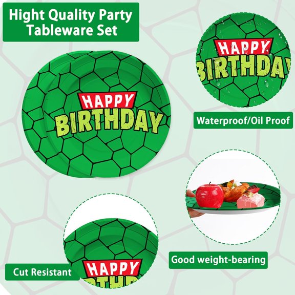 TRHOO-50Pcs Turtle Birthday Party Decorations Turtle Theme Birthday Party Plates Turtle Plates 9" Disposable Turtle Paper Plates Green Sea Turtle Dessert Plates Tableware for Boys Kids Birthday Party