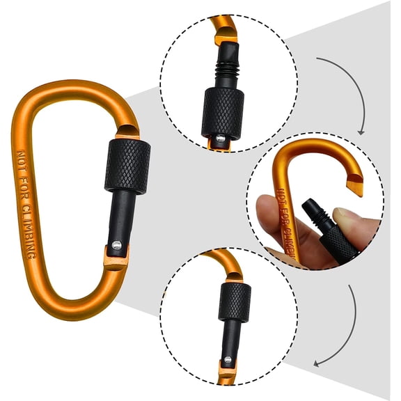 TRHOO-6 Pack 3 in Small Locking Carabiner Clips Aluminum Alloy D-Ring Key Hooks,Twist Lock Carabiners for Keys Not for Climbing