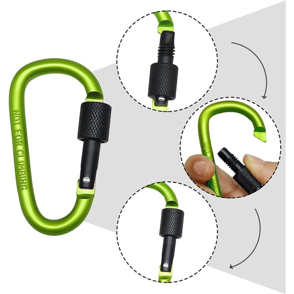 TRHOO-6 Pack 3 in Small Locking Carabiner Clips Aluminum Alloy D-Ring Key Hooks,Twist Lock Carabiners for Keys Not for Climbing
