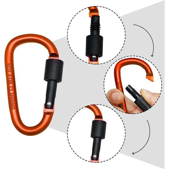 TRHOO-6 Pack 3 in Small Locking Carabiner Clips Aluminum Alloy D-Ring Key Hooks,Twist Lock Carabiners for Keys Not for Climbing