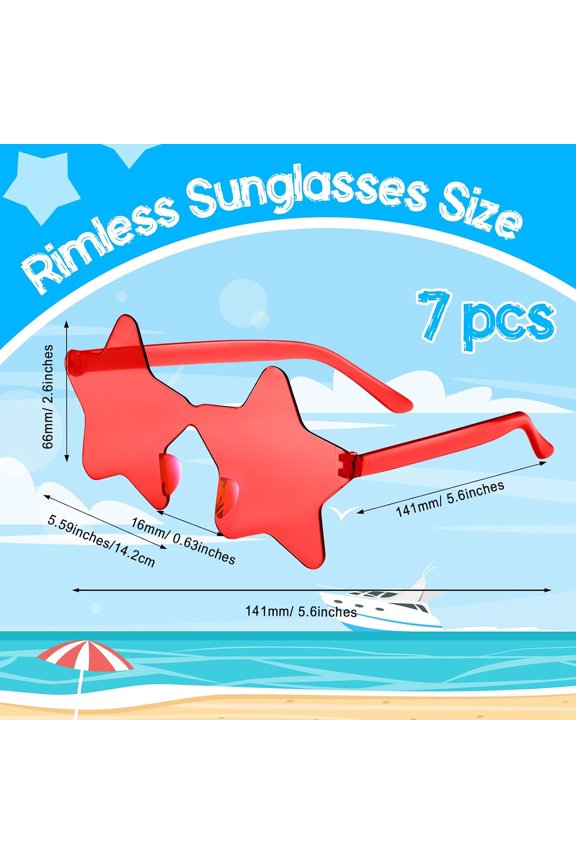 TRHOO-7/15/40 Pack Star Sunglasses Bulk Colorful Sunglass for Adult Kids Rimless Star Shaped Sunglasses Women Girls Birthday Party