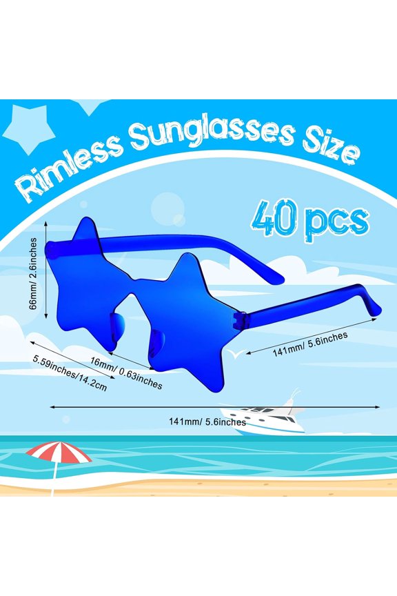 TRHOO-7/15/40 Pack Star Sunglasses Bulk Colorful Sunglass for Adult Kids Rimless Star Shaped Sunglasses Women Girls Birthday Party