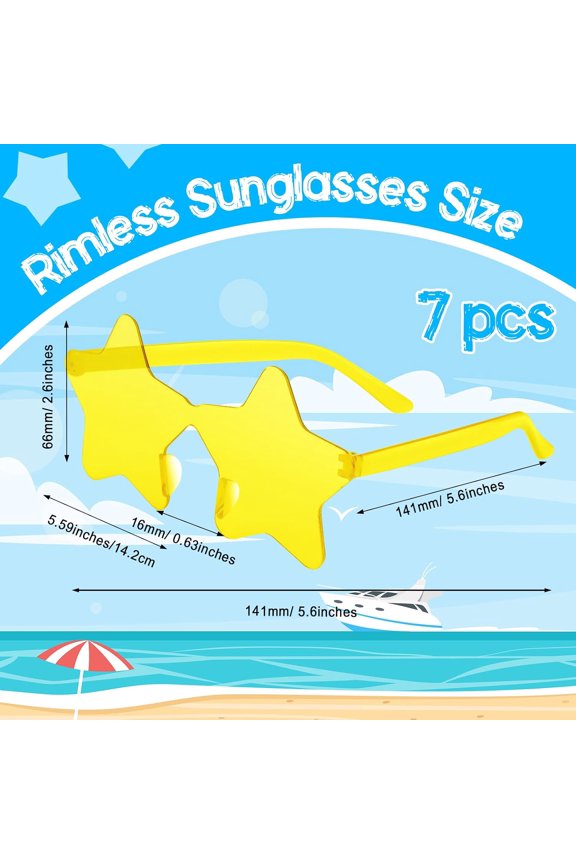 TRHOO-7/15/40 Pack Star Sunglasses Bulk Colorful Sunglass for Adult Kids Rimless Star Shaped Sunglasses Women Girls Birthday Party