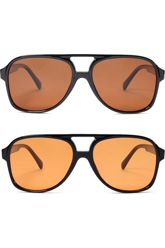 TRHOO-70s Retro Aviator Sunglasses for Women  Men Large Frame Square Vintage Orange Sunglasses UV400 Protection