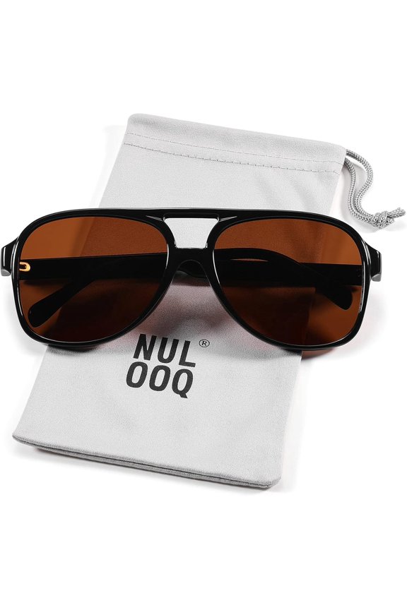 TRHOO-70s Retro Aviator Sunglasses for Women u2013 Men Large Frame Square Vintage Orange Sunglasses UV400 Protection