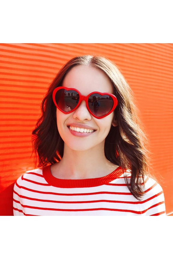 TRHOO-8/16 Pack Neon Colors Heart Shape Sunglasses for Women Bulk Bachelorette Party Favor Glasses Retro Eyewear