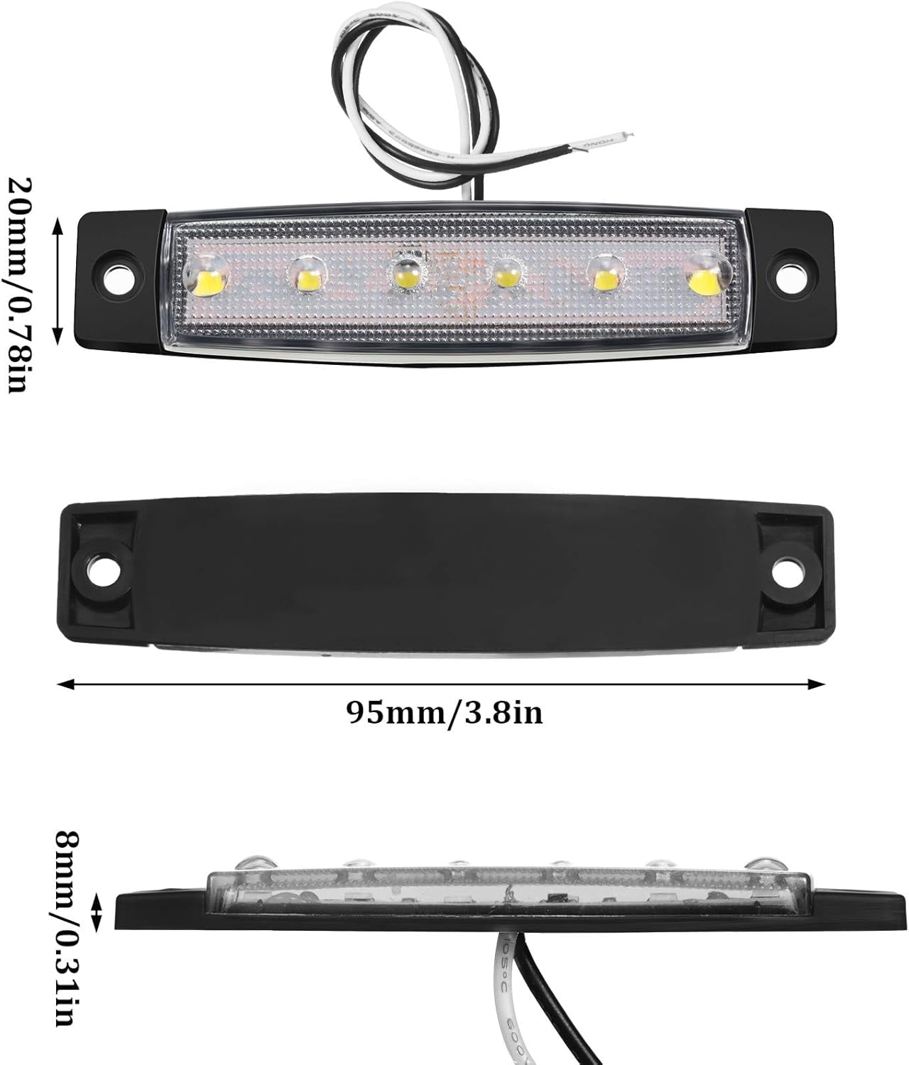 Marine Boat LED Lights, 10-Pack | 12V Waterproof Strip Lights For Deck, Cockpit, Navigation, Pontoon, Kayak
