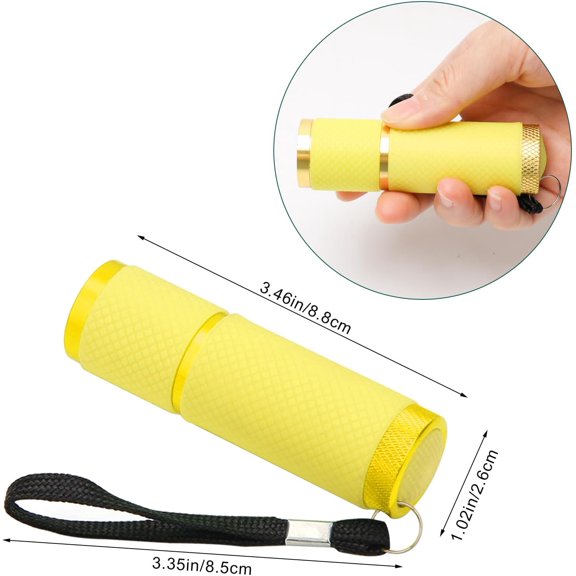 TRHOO-9 LED Glow in The Dark Flashlights, Rubber Coated Small Flashlights with Straps, Portable Handy Mini Flashlight for Camping, Hiking, Indoor, Assorted Colors (Yellow)