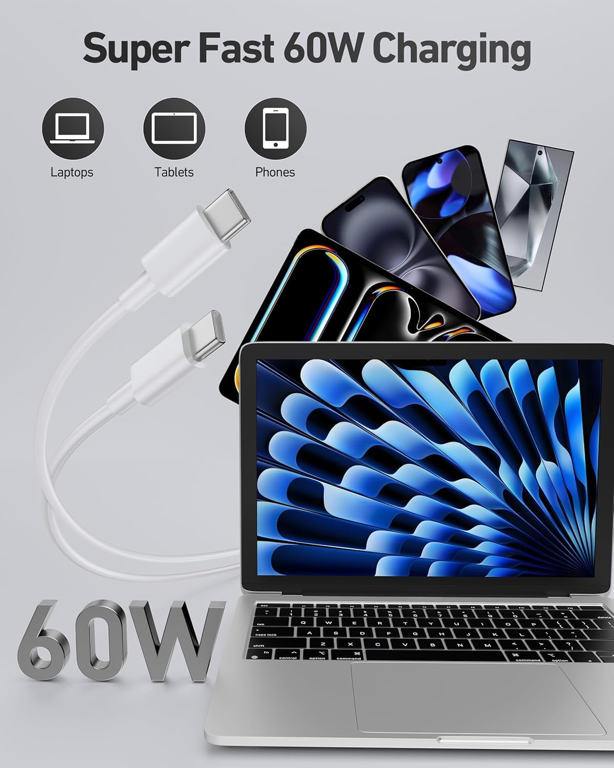 TRHOO-AirPods Charger Cord USB C to USB C Cable for AirPods Pro