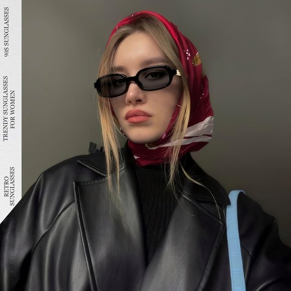 TRHOO-Assorted Retro Womens Sunglasses, Rectangular 90s Trendy Sunglasses, Narrow Square Funny UV Glasses for Woman Men