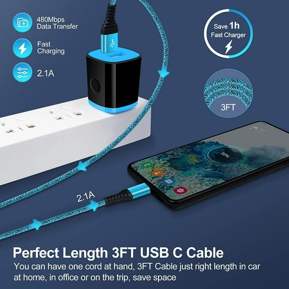 TRHOO-C Charger Cable Fast Charging Phone Charger C Type Wall Charger Box USB C Android Cord for Samsung Galaxy A16 5G,S24 FE S23 S22+,S21,S22 Ultra,A13 A53 S20,Z Fold 6 3,Z Flip 6 4 3,A33 A72,LG Sty