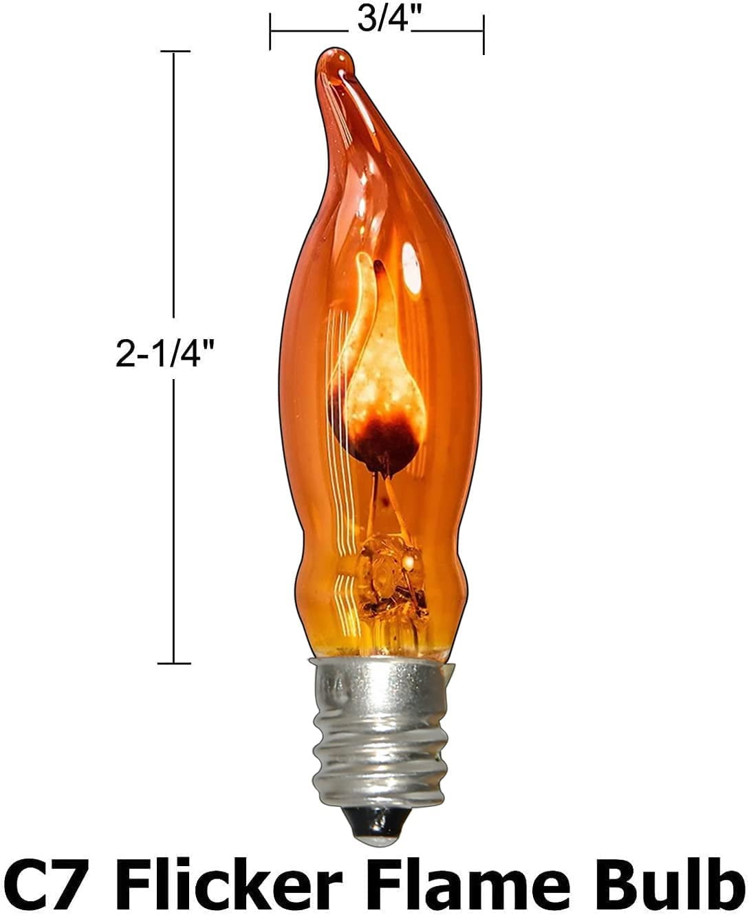 Flicker Flame Menorah Light Bulbs – E12 Base, 1 Watt, 120V, Set Of 10, Orange Flickering Glow