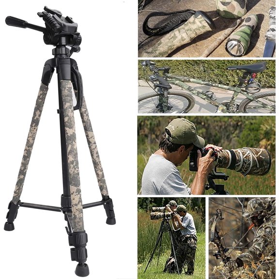 TRHOO-Camo Wrap Tape, 6 Roll Military Camouflage Stretch Form Bandage Hunting Self-Adhesive Protective Strip for Hunting Camera Flashlight Bicycle