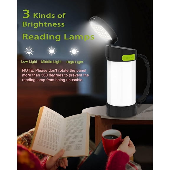 TRHOO-Camping Lantern Rechargeable, 4000mAh Battery Operated Lamp, Outdoor LED Camping Lantern,10 Light Modes,Tent Light Reading Lamp Flashlight for Power Outages,Hurricane,Emergency, Camping,Home