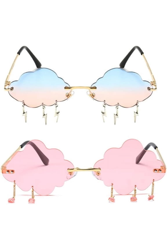 TRHOO-Cloud lightning Sunglasses for Women/Men Rimless Wave Glasses Eyewear for Party Rimless Sun glasses