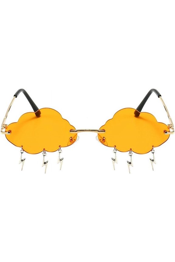 TRHOO-Cloud lightning Sunglasses for Women/Men Rimless Wave Glasses Eyewear for Party Rimless Sun glasses