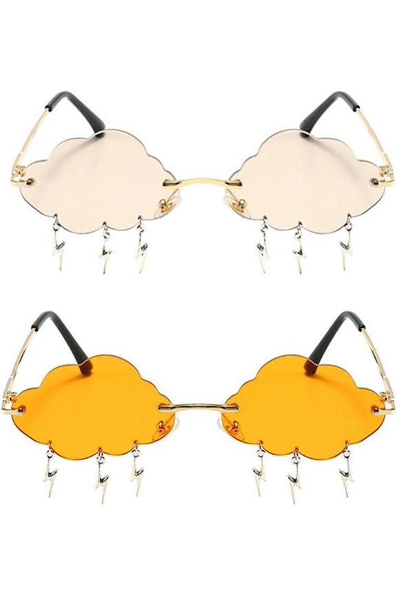 TRHOO-Cloud lightning Sunglasses for Women/Men Rimless Wave Glasses Eyewear for Party Rimless Sun glasses
