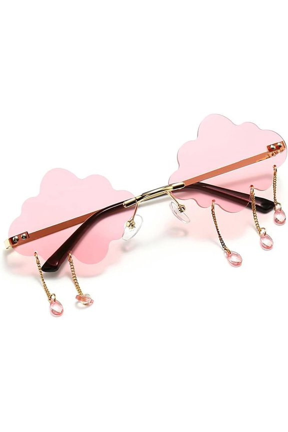 TRHOO-Cloud lightning Sunglasses for Women/Men Rimless Wave Glasses Eyewear for Party Rimless Sun glasses