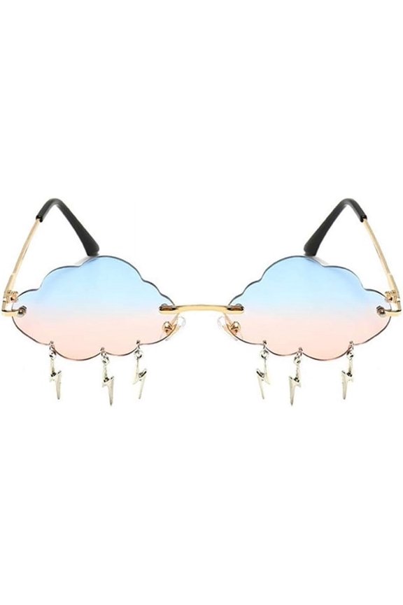 TRHOO-Cloud lightning Sunglasses for Women/Men Rimless Wave Glasses Eyewear for Party Rimless Sun glasses