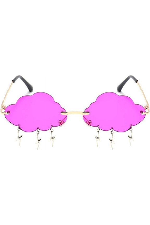 TRHOO-Cloud lightning Sunglasses for Women/Men Rimless Wave Glasses Eyewear for Party Rimless Sun glasses
