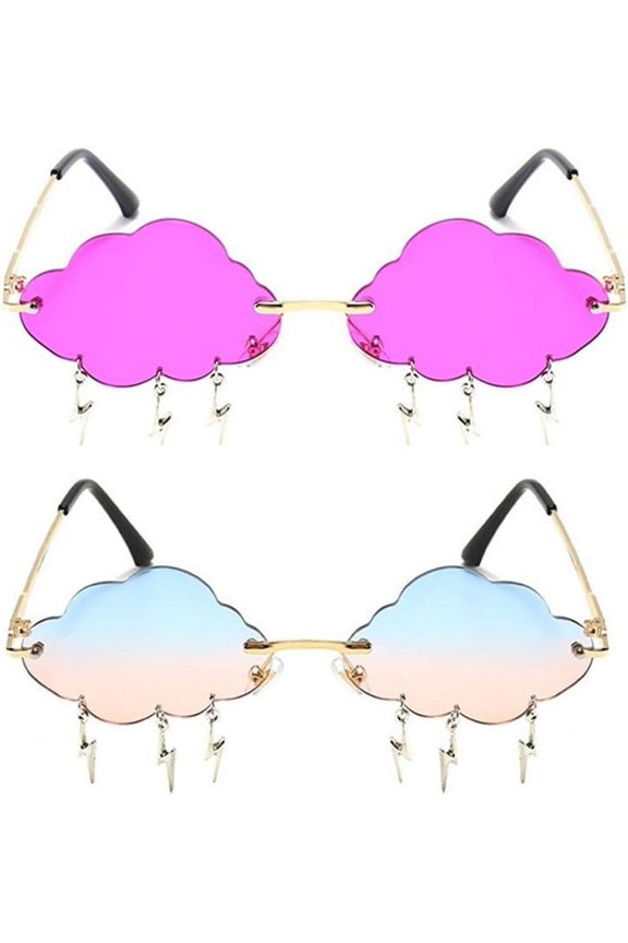 TRHOO-Cloud lightning Sunglasses for Women/Men Rimless Wave Glasses Eyewear for Party Rimless Sun glasses