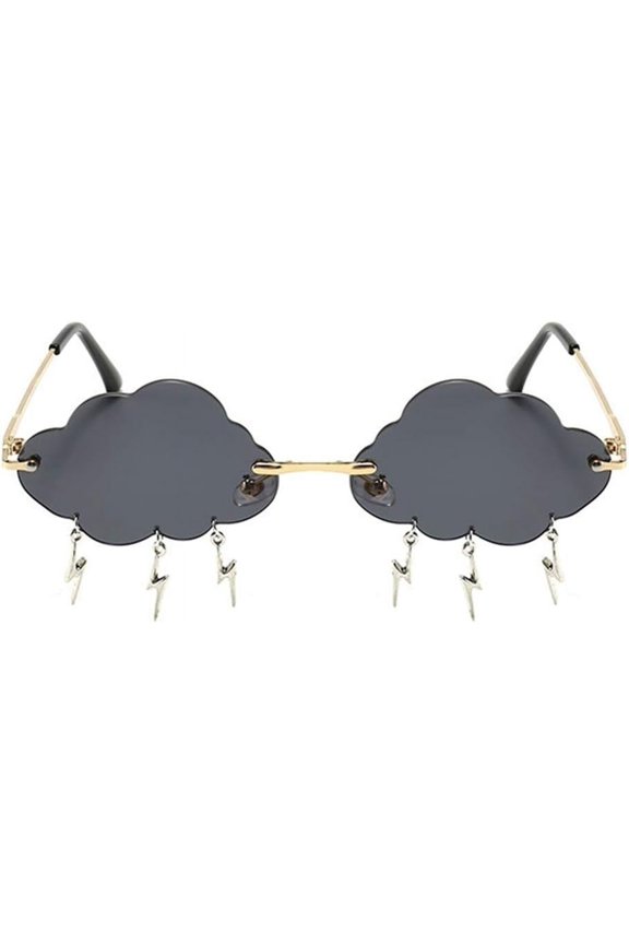 TRHOO-Cloud lightning Sunglasses for Women/Men Rimless Wave Glasses Eyewear for Party Rimless Sun glasses