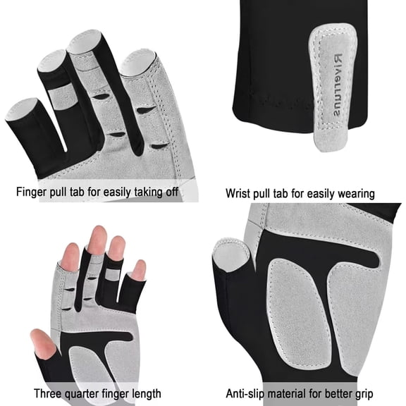 TRHOO-Fishing Gloves UPF 50+ Sun Gloves UV Protection Men Women for Outdoor, Kayaking, Rowing, Paddling, Canoeing, Hiking