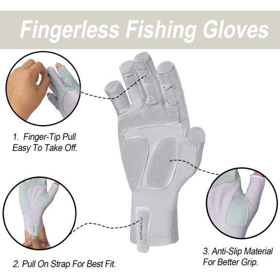 TRHOO-Fishing Gloves UPF 50+ Sun Gloves UV Protection Men Women for Outdoor, Kayaking, Rowing, Paddling, Canoeing, Hiking