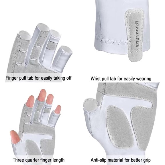 TRHOO-Fishing Gloves UPF 50+ Sun Gloves UV Protection Men Women for Outdoor, Kayaking, Rowing, Paddling, Canoeing, Hiking