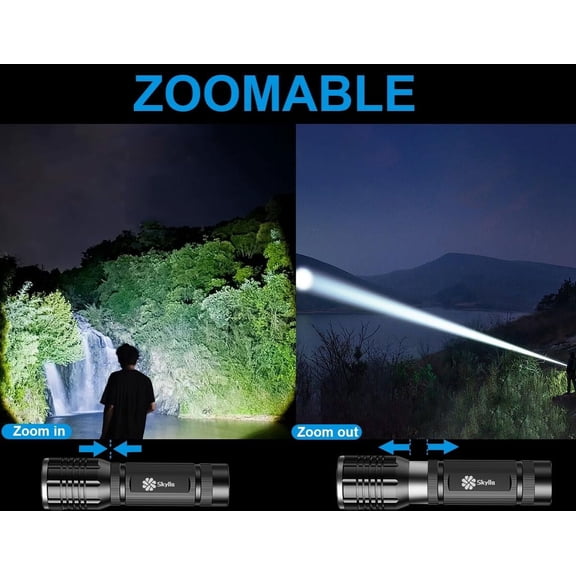 TRHOO-Flashlight LED Torch Tactical Small Flashlights Powerful high Lumens with 5 Modes Waterproof Flash Light for Home Outdoor Camping Emergency for Student Dorm Essentials Camper Gear (2 Pack)