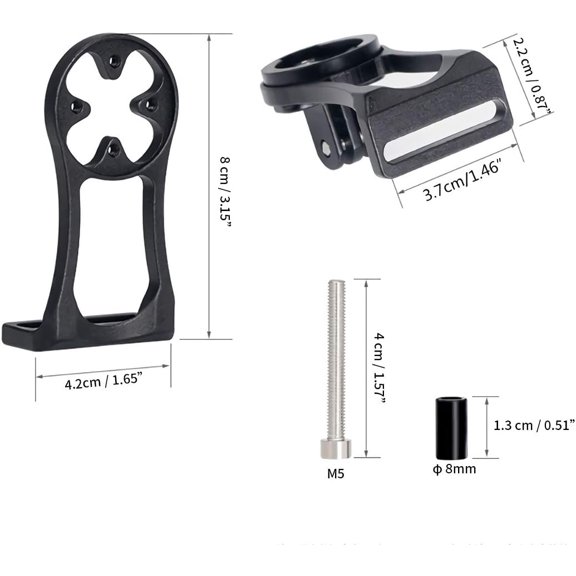 TRHOO-Garmin Cateye Bryton Bike Computer Handlebar Mount - Speedometer Lighting Flashlight Action Camera Compatible (Silver)