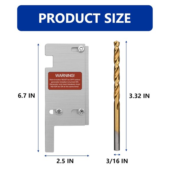 TRHOO-Generator Interlock Kit Compatible with Square D Vertical Main 150 or 200 amp Breaker,3 1/4 to 4 Inch Spacing Between Main and Branch Breaker