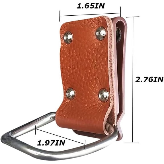 TRHOO-Hammer Holder Loop Tool Belt Tool Holder Hammer Seat Ring Tool Belt Genuine Leather Heavy Duty Steel Loop Hammer Holder