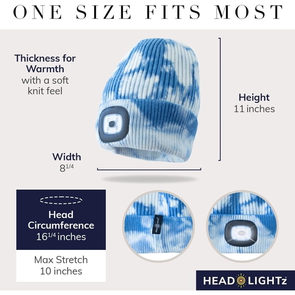 TRHOO-Headlightz by Roq Innovation - Beanie with Light, Unisex LED Beanie Hat with Light Built in, Rechargeable