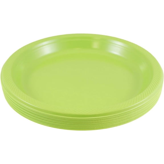 TRHOO-JAM PAPER Round Plastic Party Plates - Large - 10 1/4 inch - Lime Green - 20/Pack