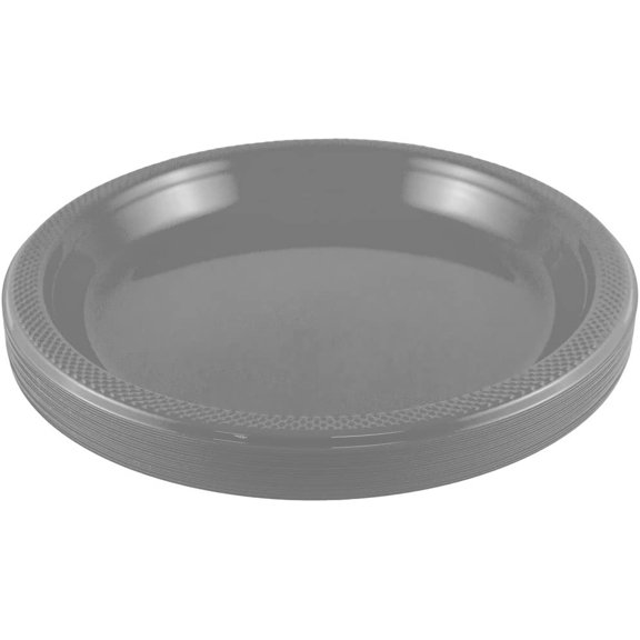 TRHOO-JAM PAPER Round Plastic Party Plates - Large - 10 1/4 inch - Silver - 20/Pack