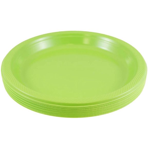 TRHOO-JAM PAPER Round Plastic Party Plates - Small - 7 inch - Lime Green - 20/Pack