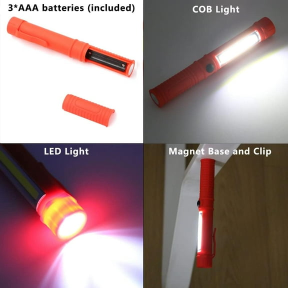 TRHOO-LED Battery Worklight Magnetic Flashlights,Unique Cool Gadget Tool for Men Dad Husband Gift Idea,Bulk Portable COB Work Lamp for Mechanic,BBQ,Car,Camping,Emergency (4 Pack,Orange,Batteries Incl