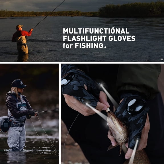 TRHOO-LED Flashlight Gloves,Father Gifts for Men Dad Him,Christmas Birthday Gift for Men Dad Husband, Cool Gadgets Tools for Repairing Fishing Camping, 1 Pair Camo