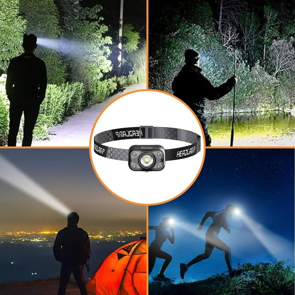 TRHOO-LED Headlamp, USB C Rechargeable Lightweight Headlights, 4 Modes Head Lamp with Adjustable Headband, Head Lights for Forehead, Running Lights for Runners, Camping
