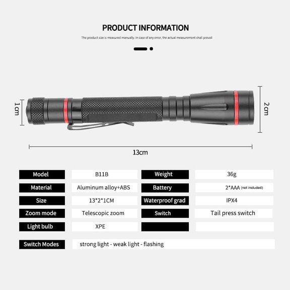 TRHOO-LED Mini Flashlight, Bright Small Handheld Pocket Flashlights with Clip, Zoomable,3 Modes,High Lumens Pen Light for Gift, Camping, Work, Hurricane & Power Outage (3 Pack)